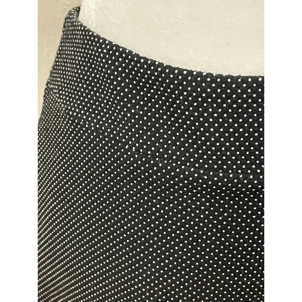 ~ Ann Taylor Factory Skirt 12 Lined Black Dots Zip Hook Slit Pleat Straight